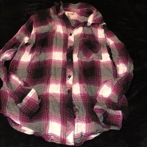 Pink white black and gray flannel